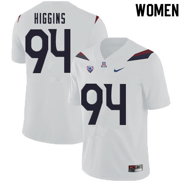 Women #94 Naz Higgins Arizona Wildcats College Football Jerseys Sale-White